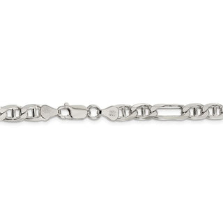 18" Sterling Silver 6.5mm Figaro Anchor Chain Necklace