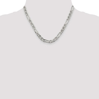 18" Sterling Silver 6.5mm Figaro Anchor Chain Necklace