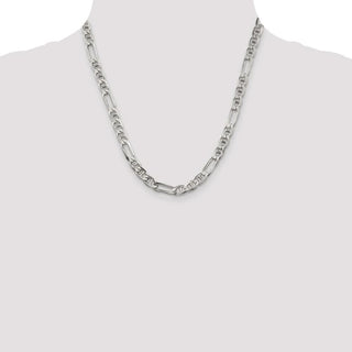 20" Sterling Silver 6.5mm Figaro Anchor Chain Necklace