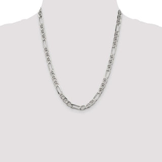 22" Sterling Silver 6.5mm Figaro Anchor Chain Necklace