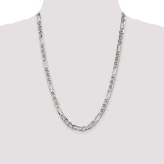 24" Sterling Silver 6.5mm Figaro Anchor Chain Necklace