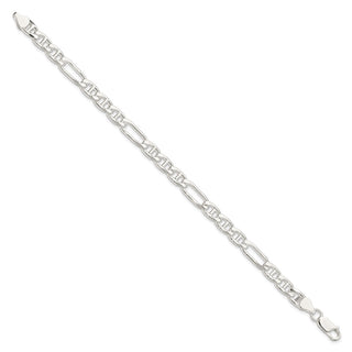 8" Sterling Silver 6.5mm Figaro Anchor Chain Bracelet
