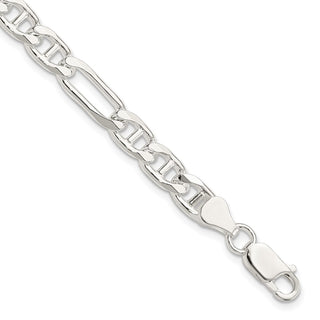8" Sterling Silver 6.5mm Figaro Anchor Chain Bracelet