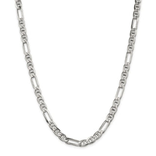 26" Sterling Silver 6.5mm Figaro Anchor Chain Necklace