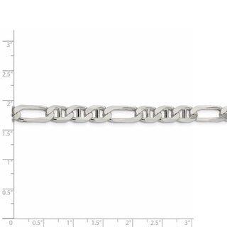 30" Sterling Silver 7.5mm Figaro Anchor Chain Necklace