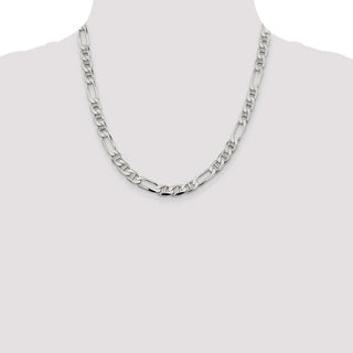 20" Sterling Silver 7.5mm Figaro Anchor Chain Necklace