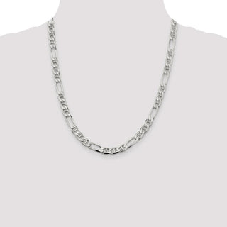 22" Sterling Silver 7.5mm Figaro Anchor Chain Necklace
