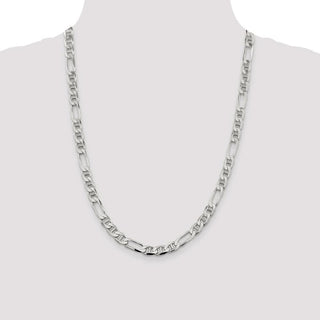 24" Sterling Silver 7.5mm Figaro Anchor Chain Necklace