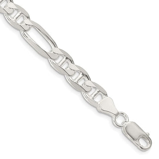 9" Sterling Silver 7.5mm Figaro Anchor Chain Bracelet
