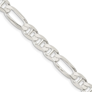 30" Sterling Silver 7.5mm Figaro Anchor Chain Necklace
