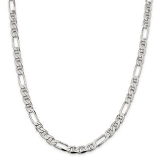 30" Sterling Silver 7.5mm Figaro Anchor Chain Necklace