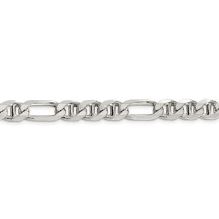 26" Sterling Silver 7.75mm Figaro Anchor Chain Necklace