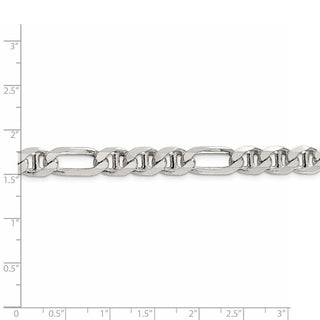 26" Sterling Silver 7.75mm Figaro Anchor Chain Necklace