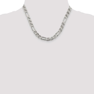 18" Sterling Silver 7.75mm Figaro Anchor Chain Necklace
