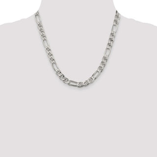 20" Sterling Silver 7.75mm Figaro Anchor Chain Necklace