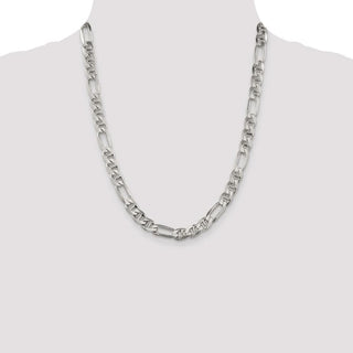 22" Sterling Silver 7.75mm Figaro Anchor Chain Necklace