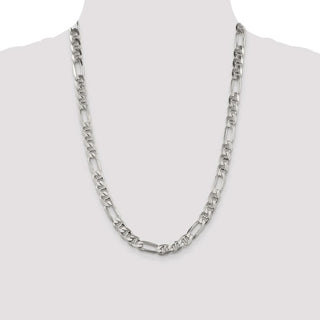 24" Sterling Silver 7.75mm Figaro Anchor Chain Necklace