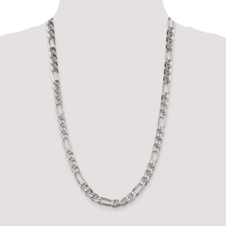 26" Sterling Silver 7.75mm Figaro Anchor Chain Necklace
