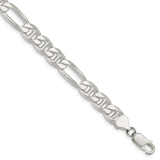 9" Sterling Silver 7.75mm Figaro Anchor Chain Bracelet
