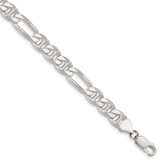 9" Sterling Silver 7.75mm Figaro Anchor Chain Bracelet