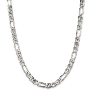 26" Sterling Silver 7.75mm Figaro Anchor Chain Necklace