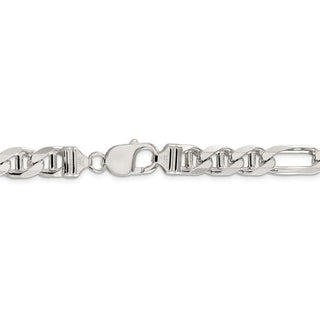 20" Sterling Silver 8.75mm Figaro Anchor Chain Necklace