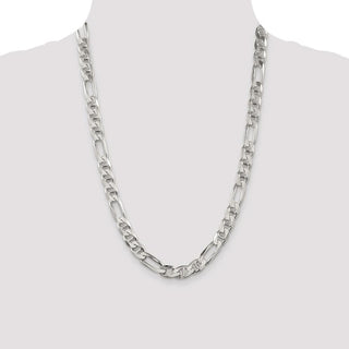 24" Sterling Silver 8.75mm Figaro Anchor Chain Necklace