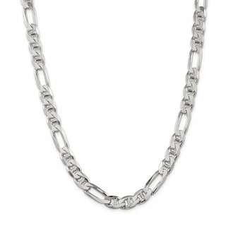 24" Sterling Silver 8.75mm Figaro Anchor Chain Necklace