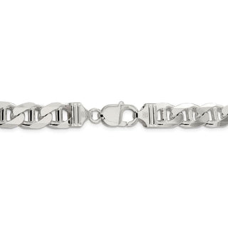 26" Sterling Silver 10.65mm Figaro Anchor Chain Necklace