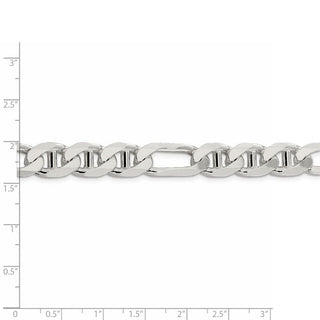 26" Sterling Silver 10.65mm Figaro Anchor Chain Necklace
