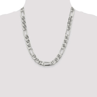 22" Sterling Silver 10.65mm Figaro Anchor Chain Necklace
