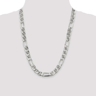 24" Sterling Silver 10.65mm Figaro Anchor Chain Necklace