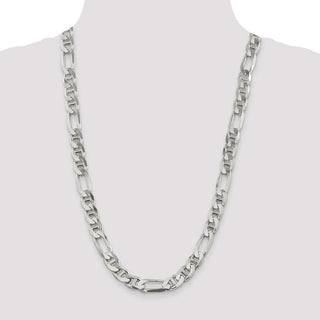 26" Sterling Silver 10.65mm Figaro Anchor Chain Necklace