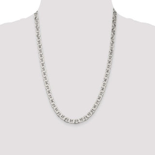 24" Sterling Silver 6.5mm Flat Anchor Chain Necklace