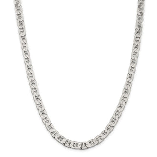 26" Sterling Silver 6.5mm Flat Anchor Chain Necklace