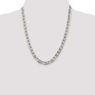 22" Sterling Silver 7mm Flat Anchor Chain Necklace