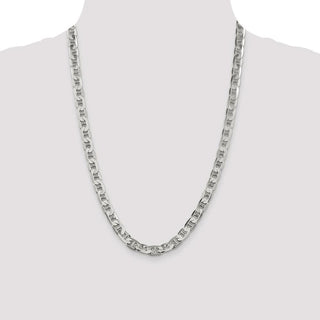 24" Sterling Silver 7mm Flat Anchor Chain Necklace