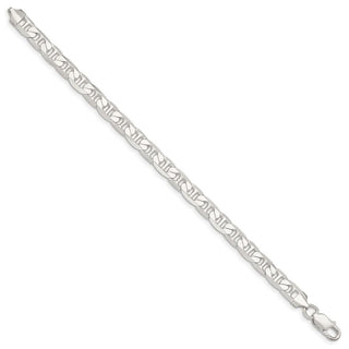7" Sterling Silver 7mm Flat Anchor Chain Bracelet
