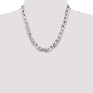 20" Sterling Silver 9.5mm Flat Anchor Chain Necklace
