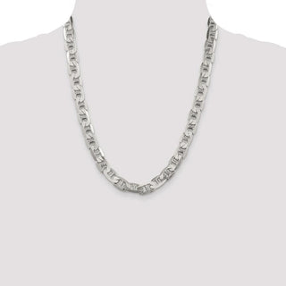 22" Sterling Silver 9.5mm Flat Anchor Chain Necklace