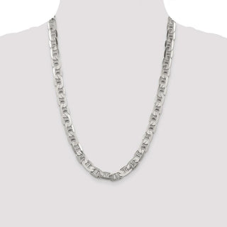 24" Sterling Silver 9.5mm Flat Anchor Chain Necklace