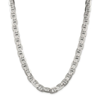 24" Sterling Silver 9.5mm Flat Anchor Chain Necklace