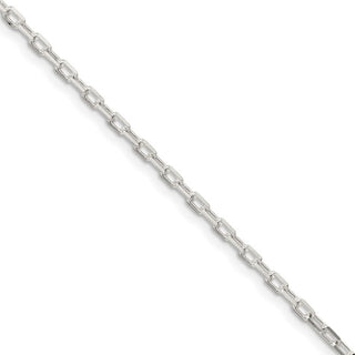 7" Sterling Silver 2.2mm Diamond-cut Long Link Cable Chain Bracelet