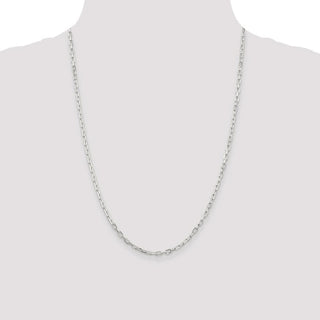 24" Sterling Silver 2.9mm Diamond-cut Long Link Cable Chain Necklace