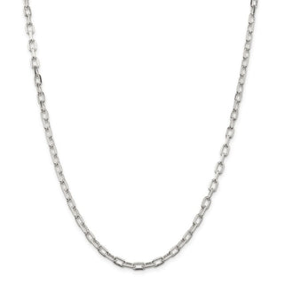 26" Sterling Silver 4.3mm Diamond-cut Long Link Cable Chain Necklace