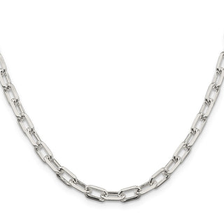 24" Sterling Silver 5.5mm Diamond-cut Long Link Cable Chain Necklace