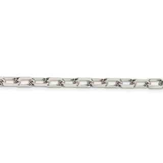 8" Sterling Silver 5.5mm Diamond-cut Long Link Cable Chain Bracelet