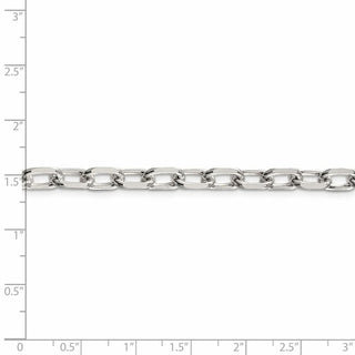 9" Sterling Silver 6.5mm Diamond-cut Long Link Cable Chain Bracelet