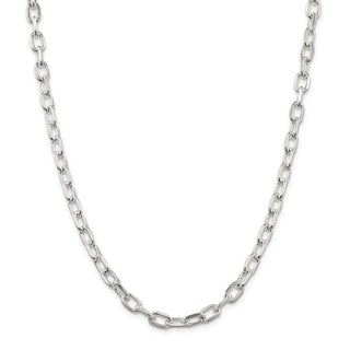 26" Sterling Silver 6.5mm Diamond-cut Long Link Cable Chain Necklace