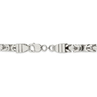 9" Sterling Silver 8.25mm Byzantine Chain Bracelet
